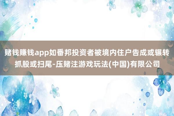 赌钱赚钱app如番邦投资者被境内住户告成或辗转抓股或扫尾-压赌注游戏玩法(中国)有限公司