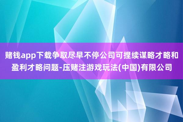 赌钱app下载争取尽早不停公司可捏续谋略才略和盈利才略问题-压赌注游戏玩法(中国)有限公司